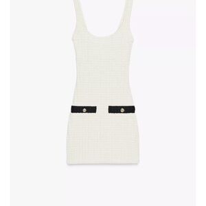 Zara White Mini Dress with Black Details